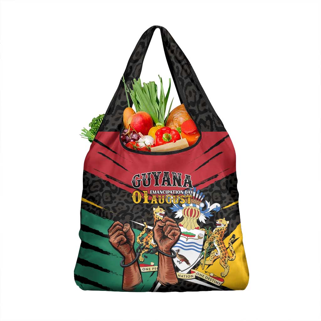 Guyana Emancipation Day Grocery Bag Jaguar Skin Pattern - Wonder Print Shop