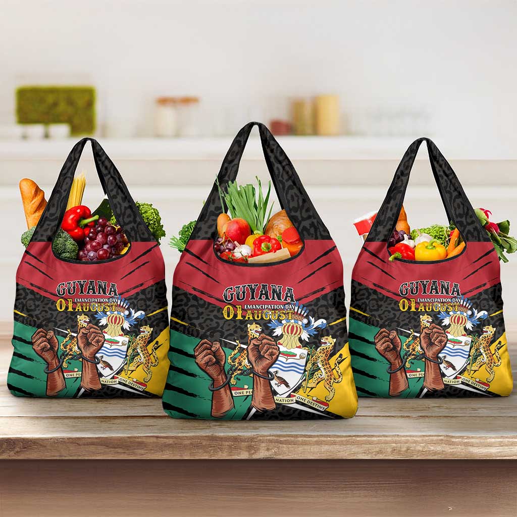 Guyana Emancipation Day Grocery Bag Jaguar Skin Pattern - Wonder Print Shop