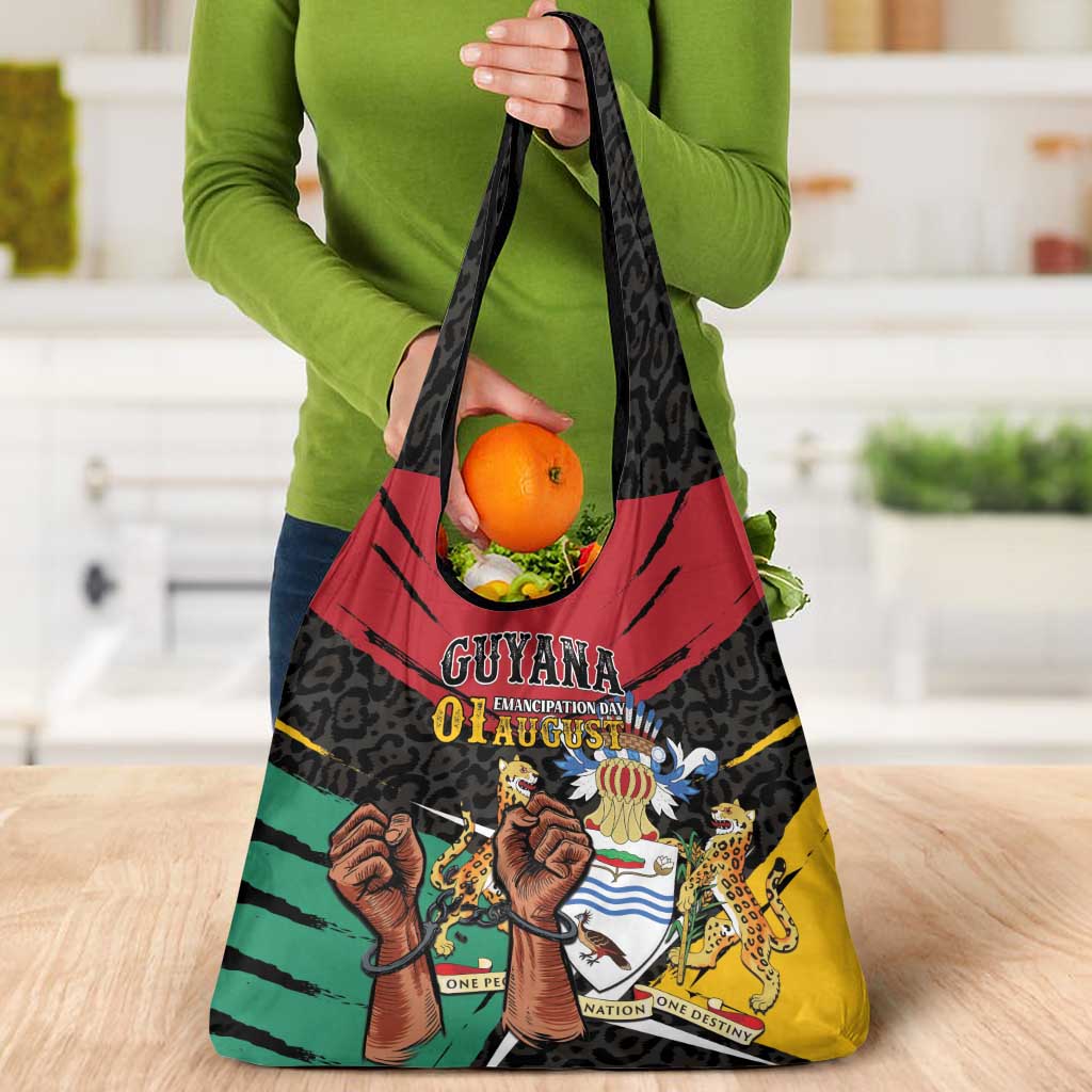Guyana Emancipation Day Grocery Bag Jaguar Skin Pattern - Wonder Print Shop