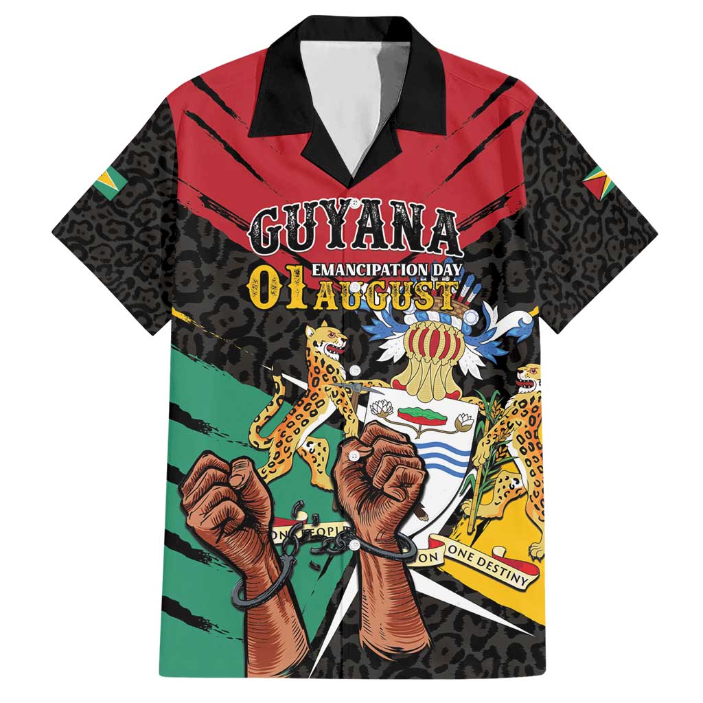 Personalized Guyana Emancipation Day Hawaiian Shirt Jaguar Skin Pattern - Wonder Print Shop