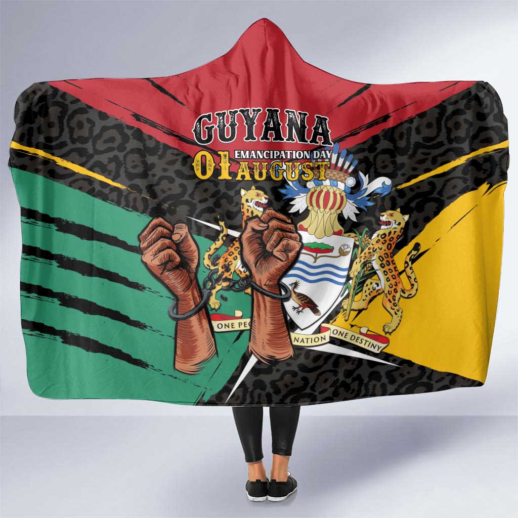 Guyana Emancipation Day Hooded Blanket Jaguar Skin Pattern - Wonder Print Shop