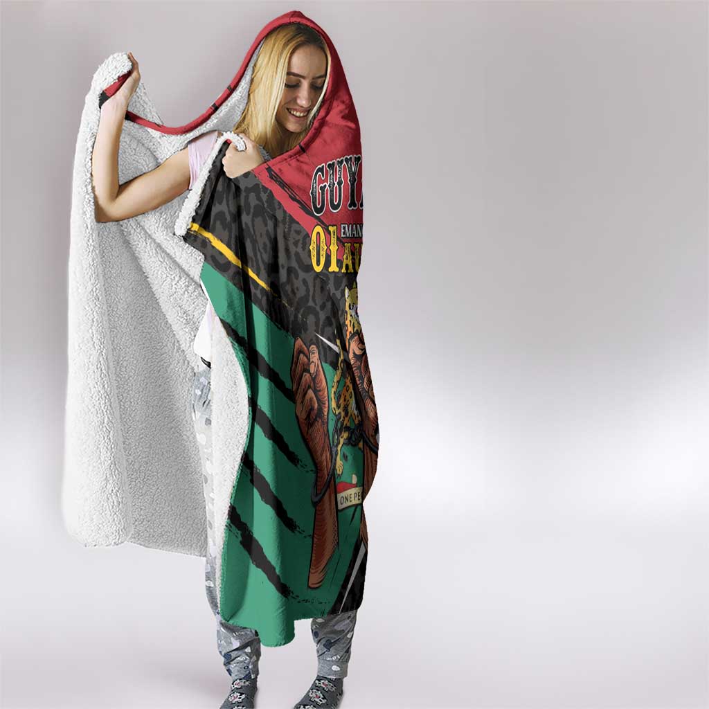 Guyana Emancipation Day Hooded Blanket Jaguar Skin Pattern - Wonder Print Shop
