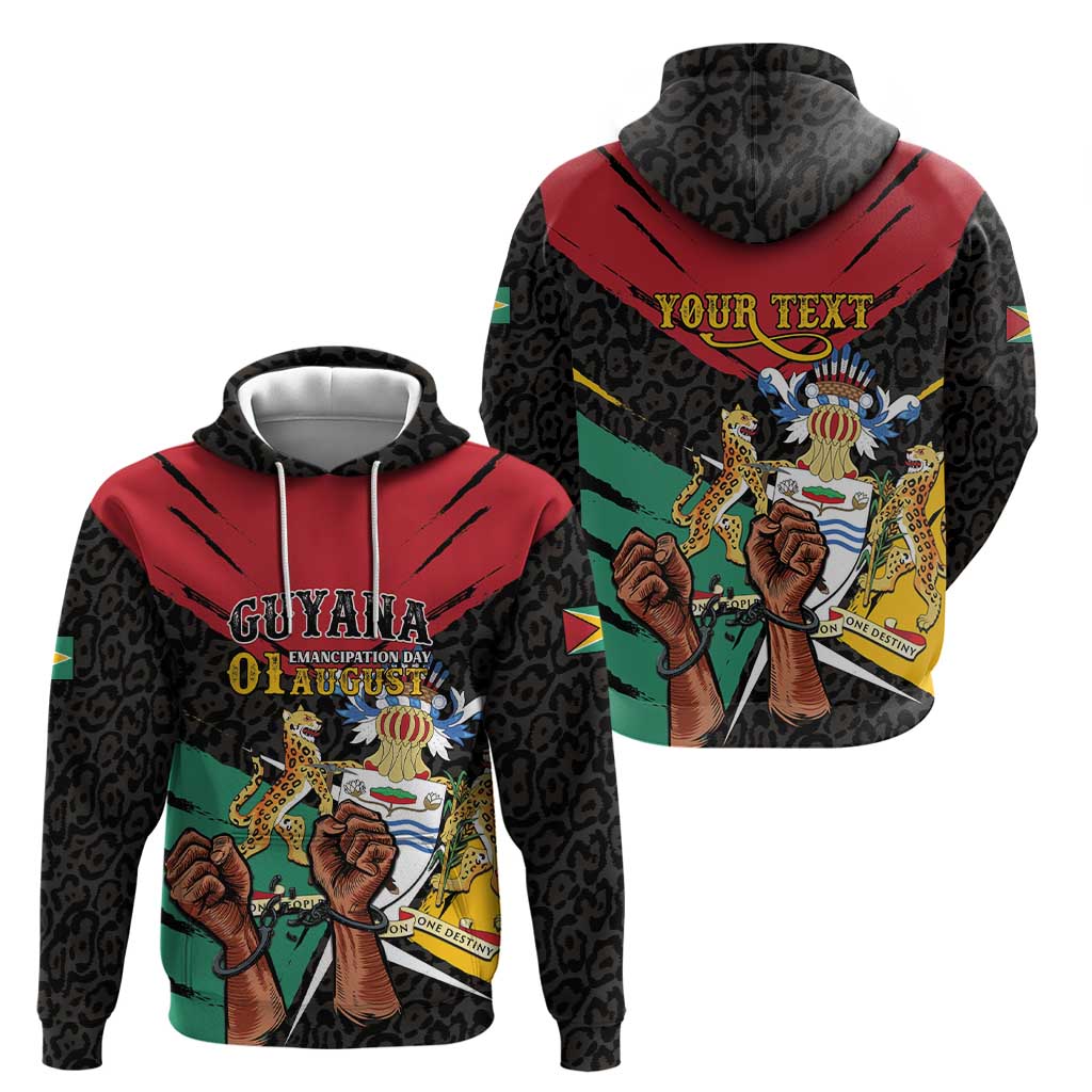Personalized Guyana Emancipation Day Hoodie Jaguar Skin Pattern - Wonder Print Shop