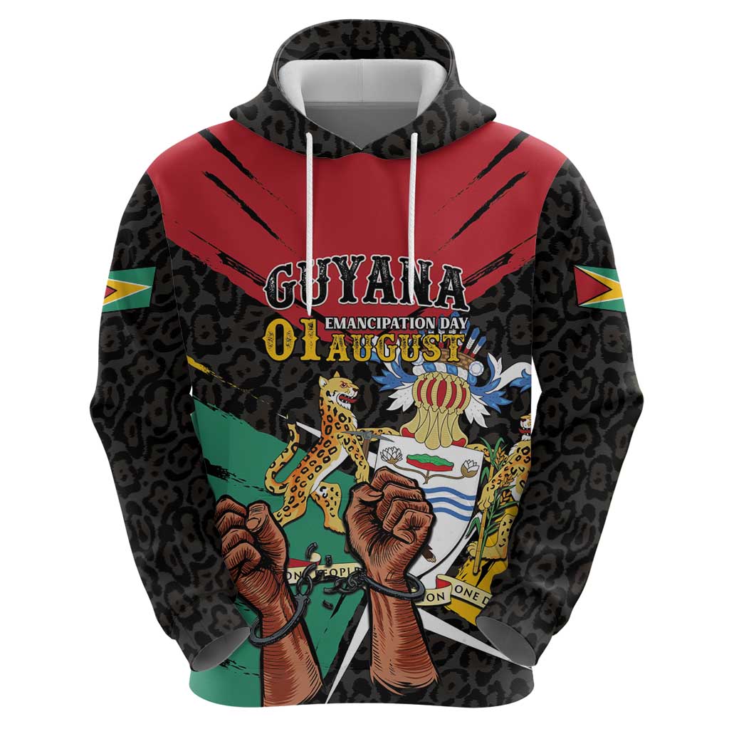 Personalized Guyana Emancipation Day Hoodie Jaguar Skin Pattern - Wonder Print Shop