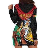 Personalized Guyana Emancipation Day Hoodie Dress Jaguar Skin Pattern - Wonder Print Shop