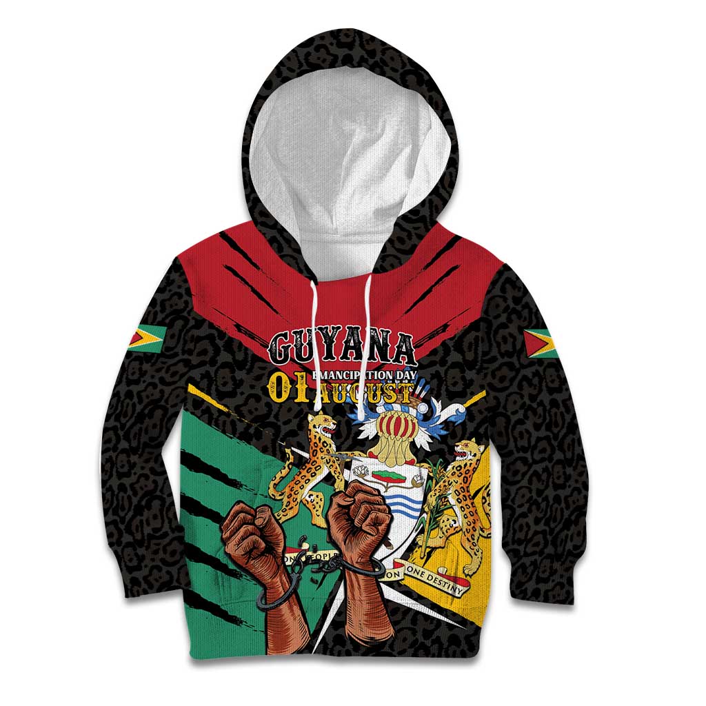 Personalized Guyana Emancipation Day Kid Hoodie Jaguar Skin Pattern - Wonder Print Shop