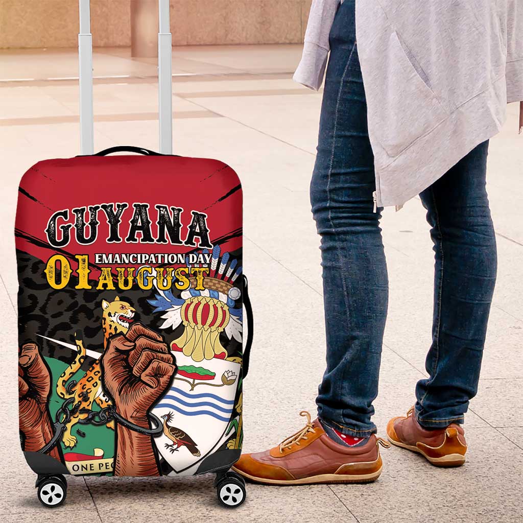 Guyana Emancipation Day Luggage Cover Jaguar Skin Pattern - Wonder Print Shop