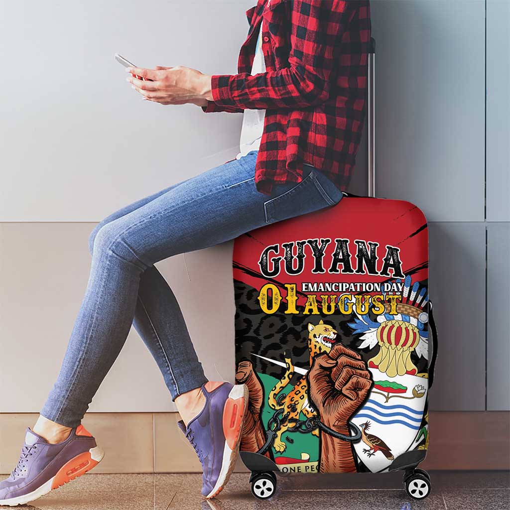 Guyana Emancipation Day Luggage Cover Jaguar Skin Pattern - Wonder Print Shop