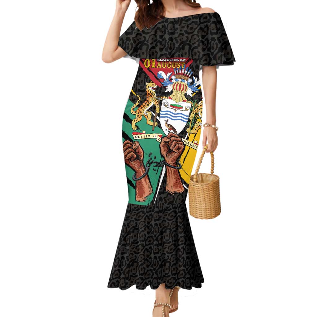 Personalized Guyana Emancipation Day Mermaid Dress Jaguar Skin Pattern - Wonder Print Shop