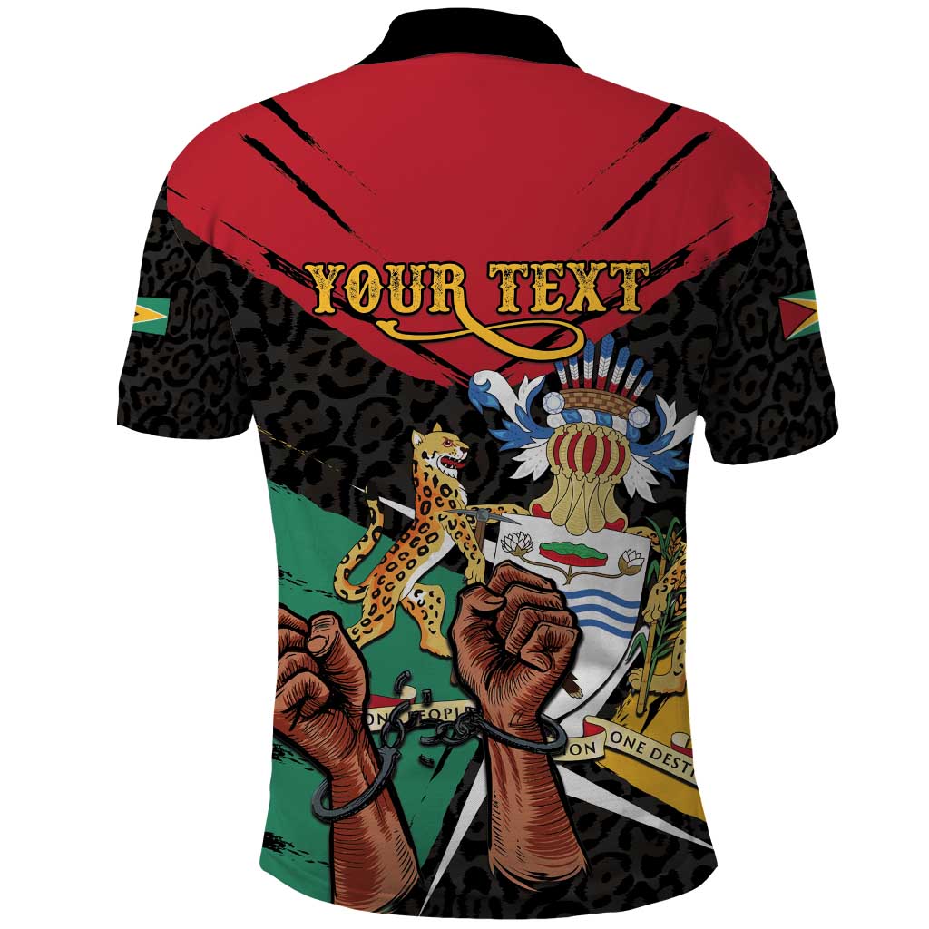 Personalized Guyana Emancipation Day Polo Shirt Jaguar Skin Pattern - Wonder Print Shop