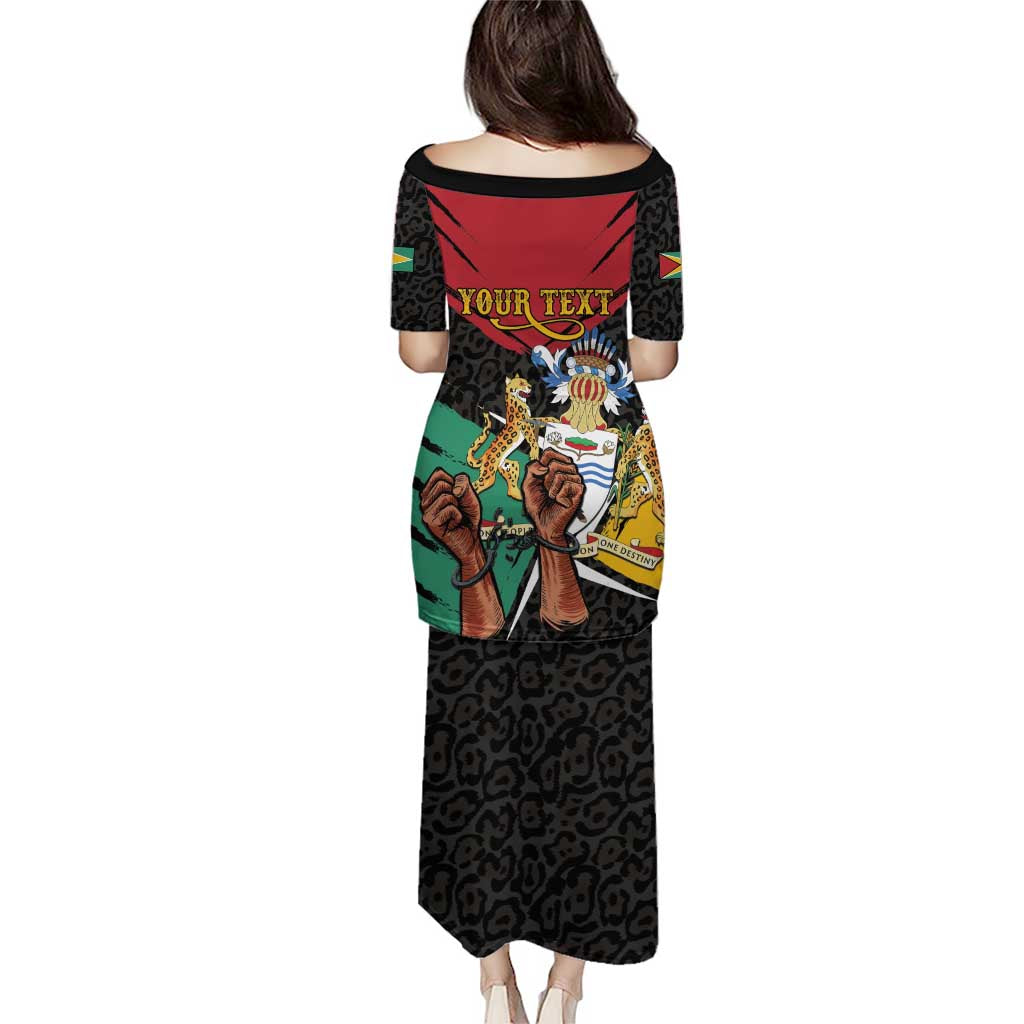 Personalized Guyana Emancipation Day Puletasi Jaguar Skin Pattern - Wonder Print Shop