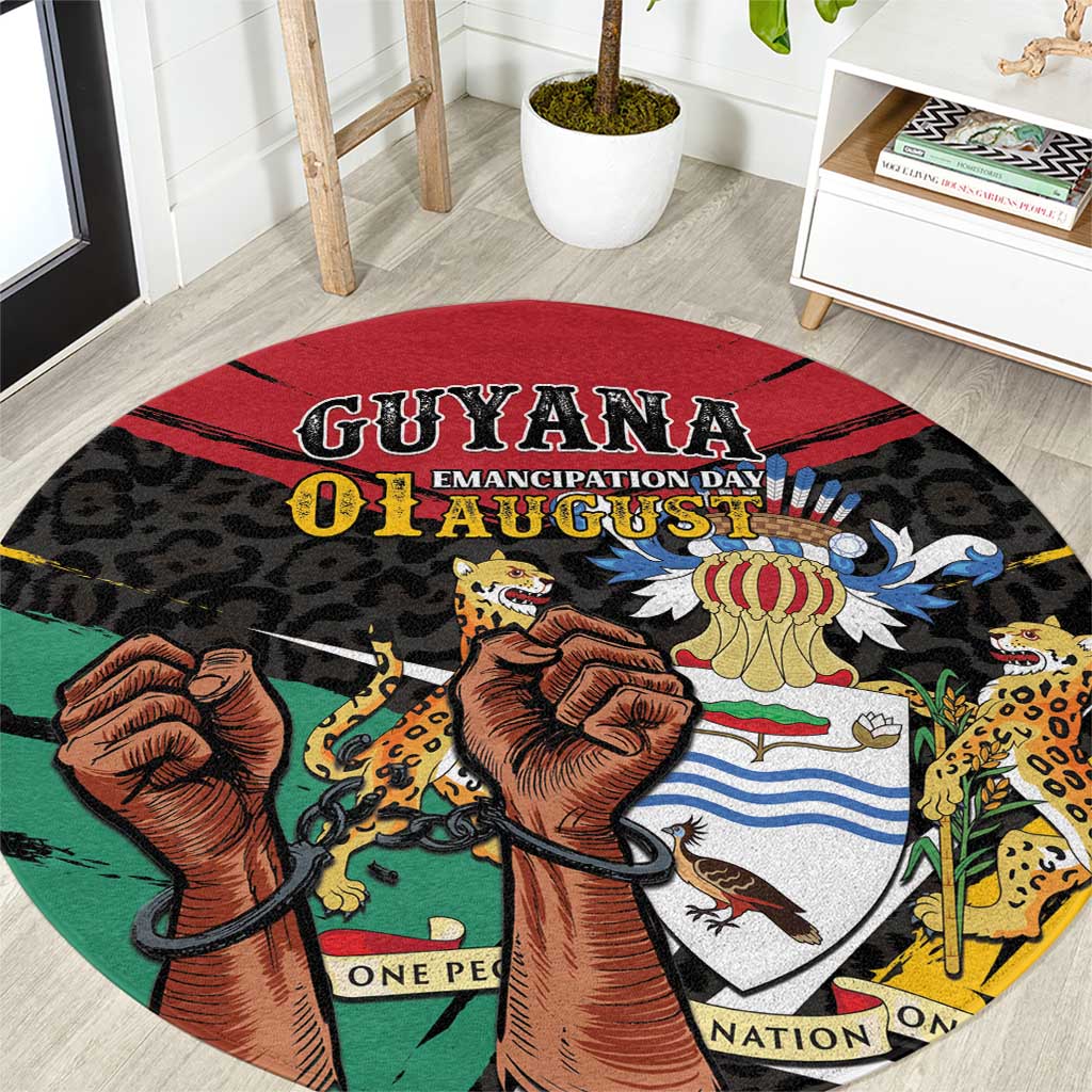 Guyana Emancipation Day Round Carpet Jaguar Skin Pattern - Wonder Print Shop