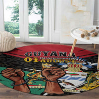 Guyana Emancipation Day Round Carpet Jaguar Skin Pattern - Wonder Print Shop