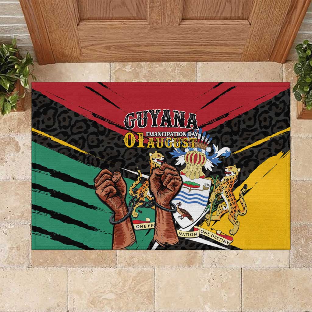 Guyana Emancipation Day Rubber Doormat Jaguar Skin Pattern - Wonder Print Shop