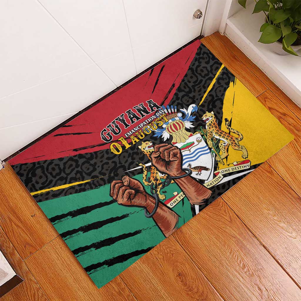 Guyana Emancipation Day Rubber Doormat Jaguar Skin Pattern - Wonder Print Shop