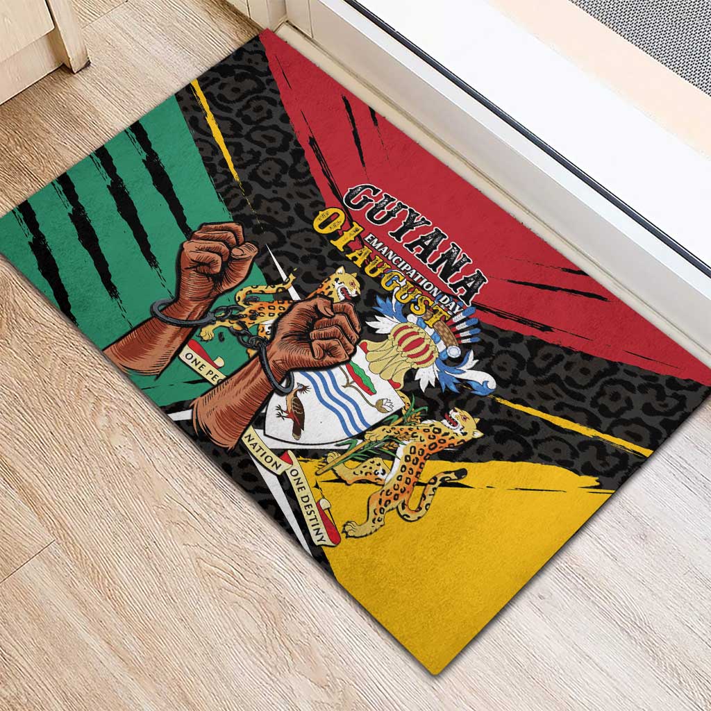 Guyana Emancipation Day Rubber Doormat Jaguar Skin Pattern - Wonder Print Shop