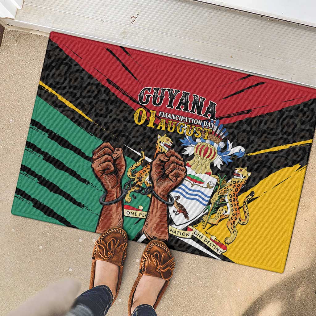 Guyana Emancipation Day Rubber Doormat Jaguar Skin Pattern - Wonder Print Shop