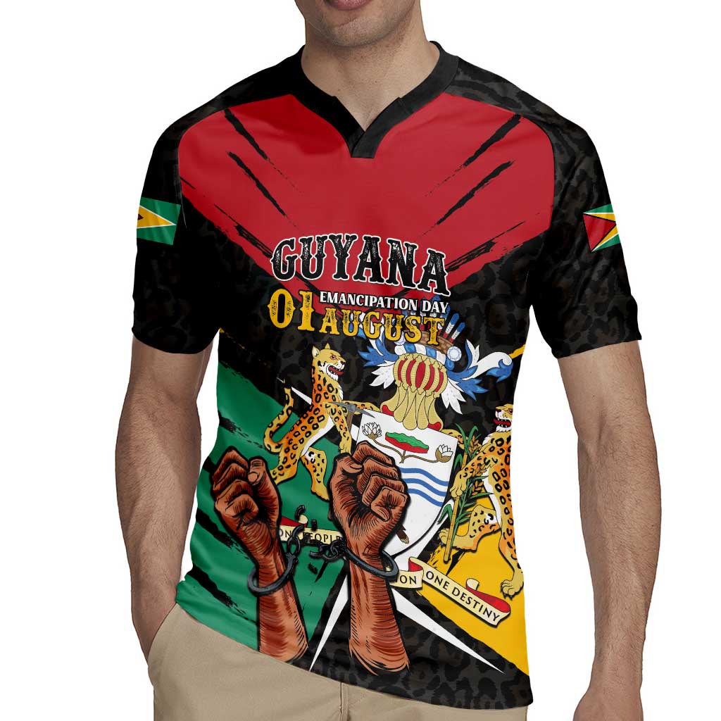Personalized Guyana Emancipation Day Rugby Jersey Jaguar Skin Pattern - Wonder Print Shop