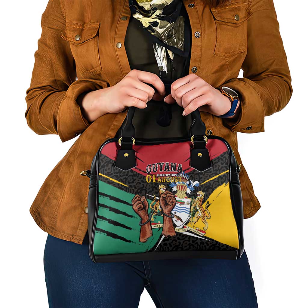 Guyana Emancipation Day Shoulder Handbag Jaguar Skin Pattern - Wonder Print Shop