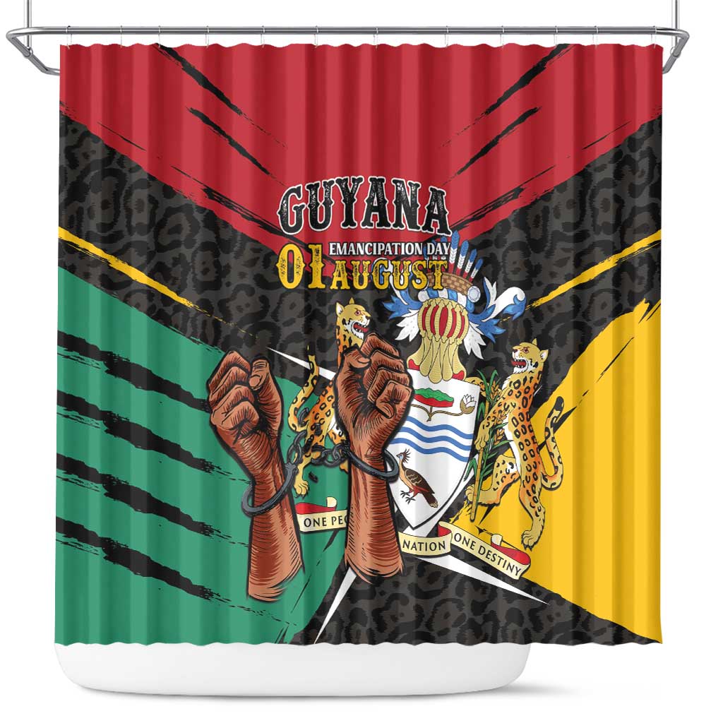 Guyana Emancipation Day Shower Curtain Jaguar Skin Pattern - Wonder Print Shop