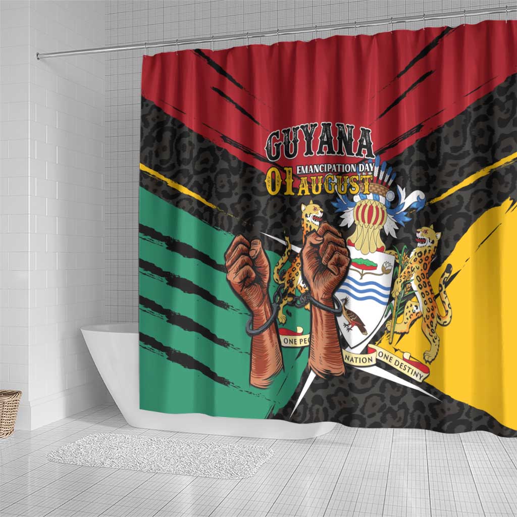 Guyana Emancipation Day Shower Curtain Jaguar Skin Pattern - Wonder Print Shop