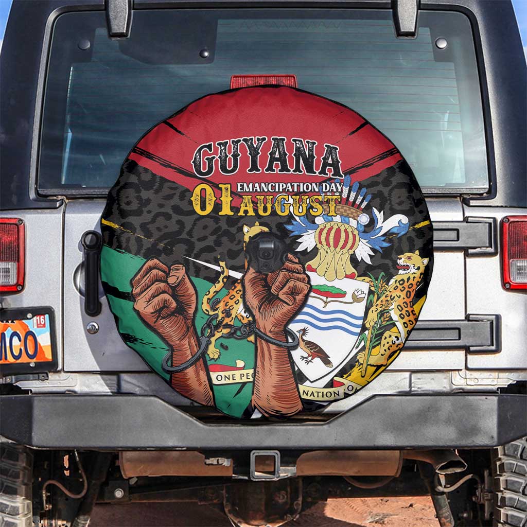 Guyana Emancipation Day Spare Tire Cover Jaguar Skin Pattern - Wonder Print Shop