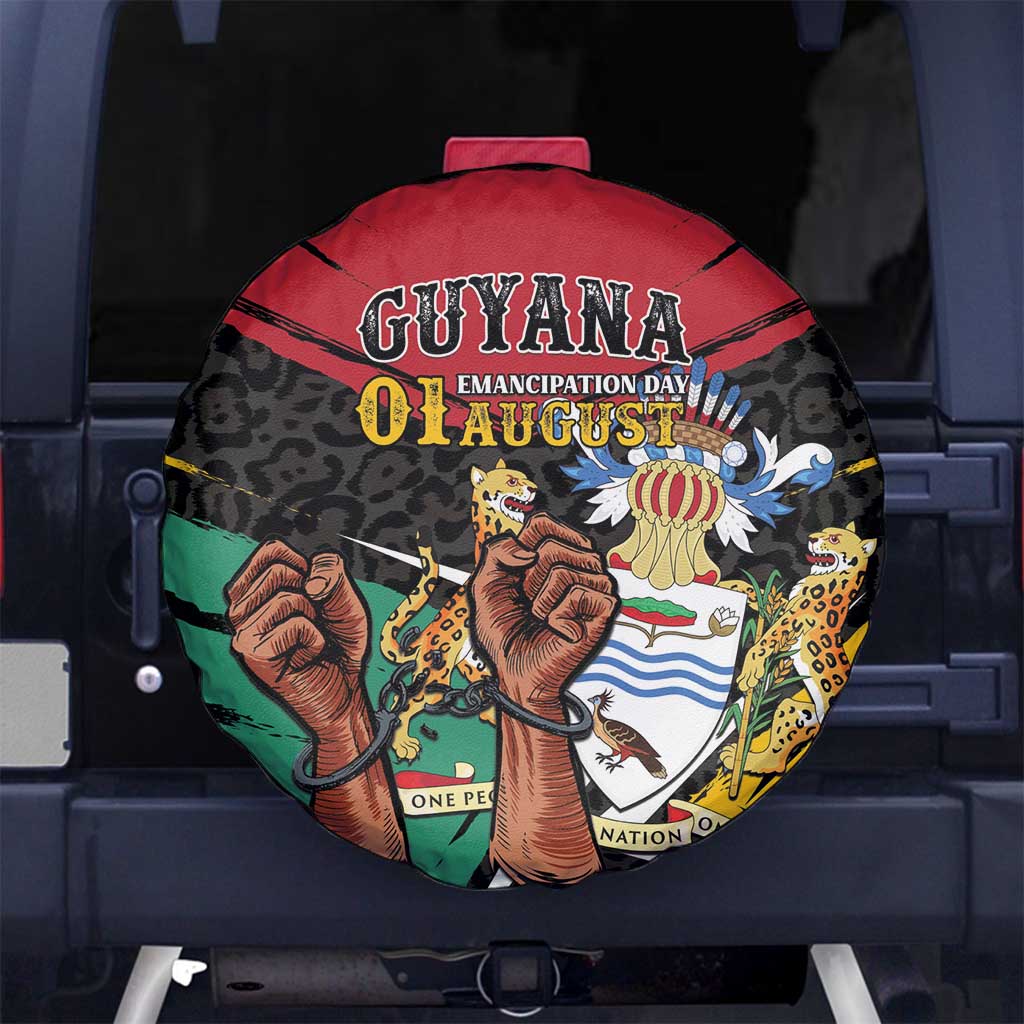 Guyana Emancipation Day Spare Tire Cover Jaguar Skin Pattern - Wonder Print Shop