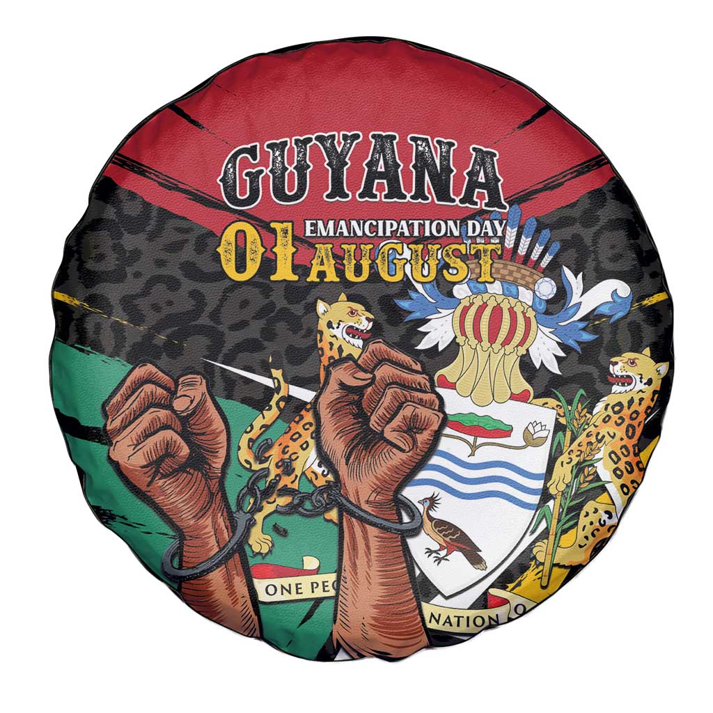 Guyana Emancipation Day Spare Tire Cover Jaguar Skin Pattern - Wonder Print Shop