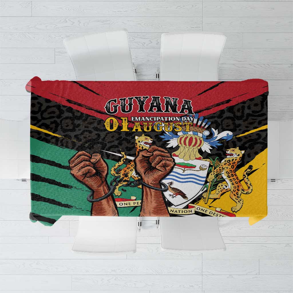 Guyana Emancipation Day Tablecloth Jaguar Skin Pattern - Wonder Print Shop