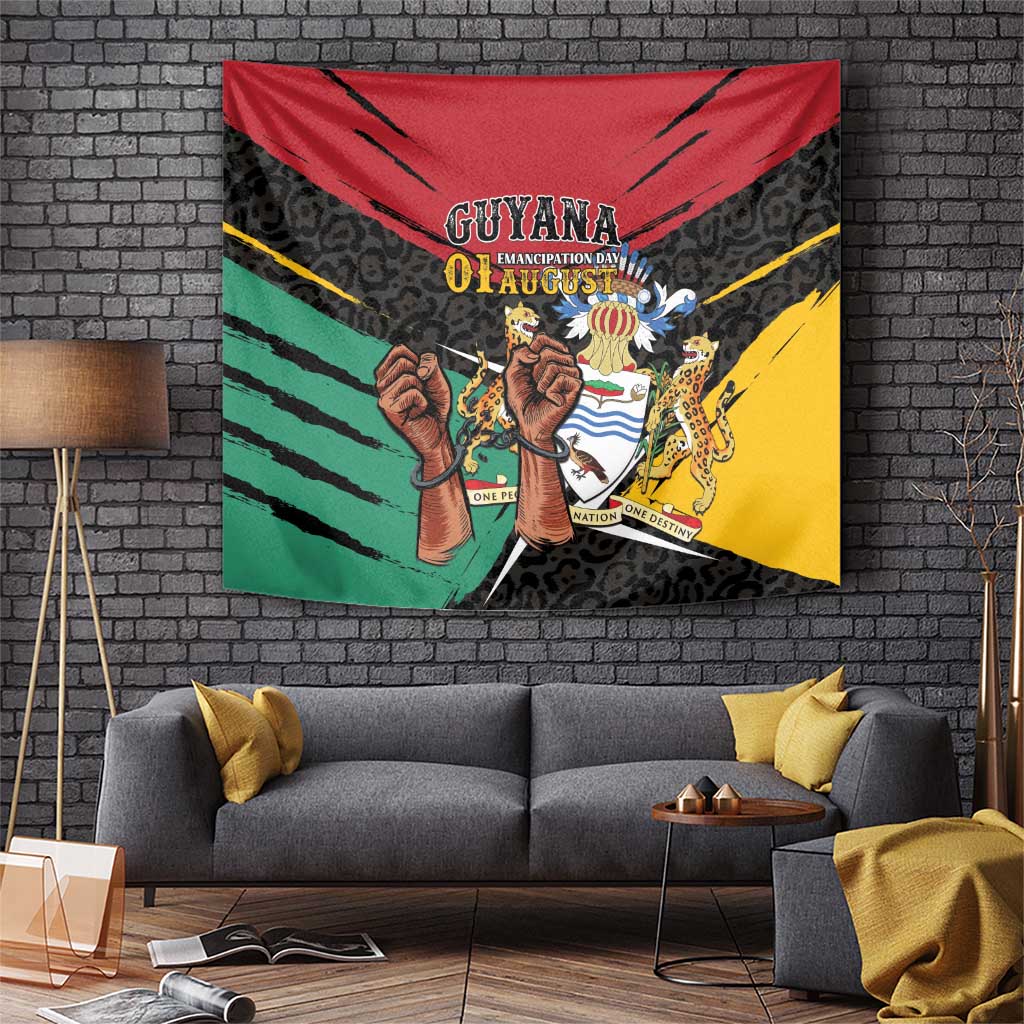 Guyana Emancipation Day Tapestry Jaguar Skin Pattern - Wonder Print Shop