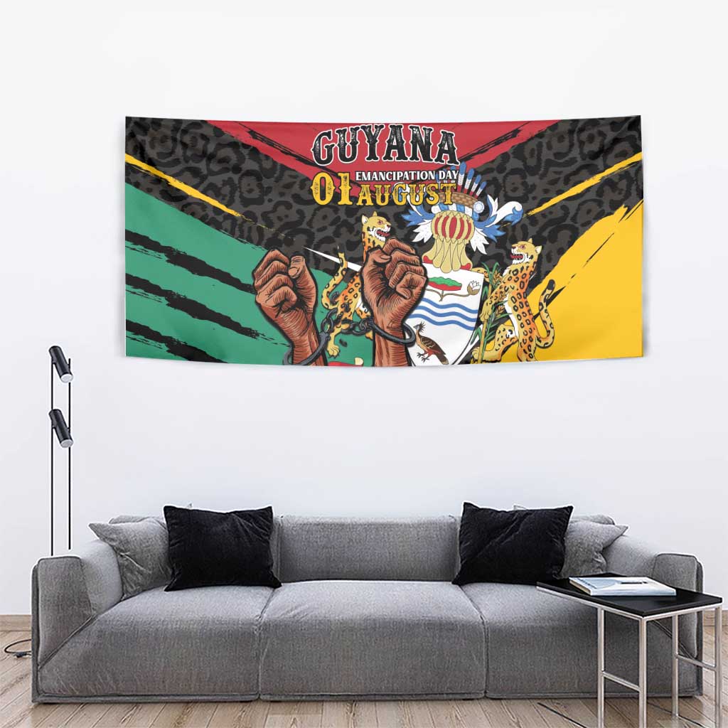 Guyana Emancipation Day Tapestry Jaguar Skin Pattern - Wonder Print Shop