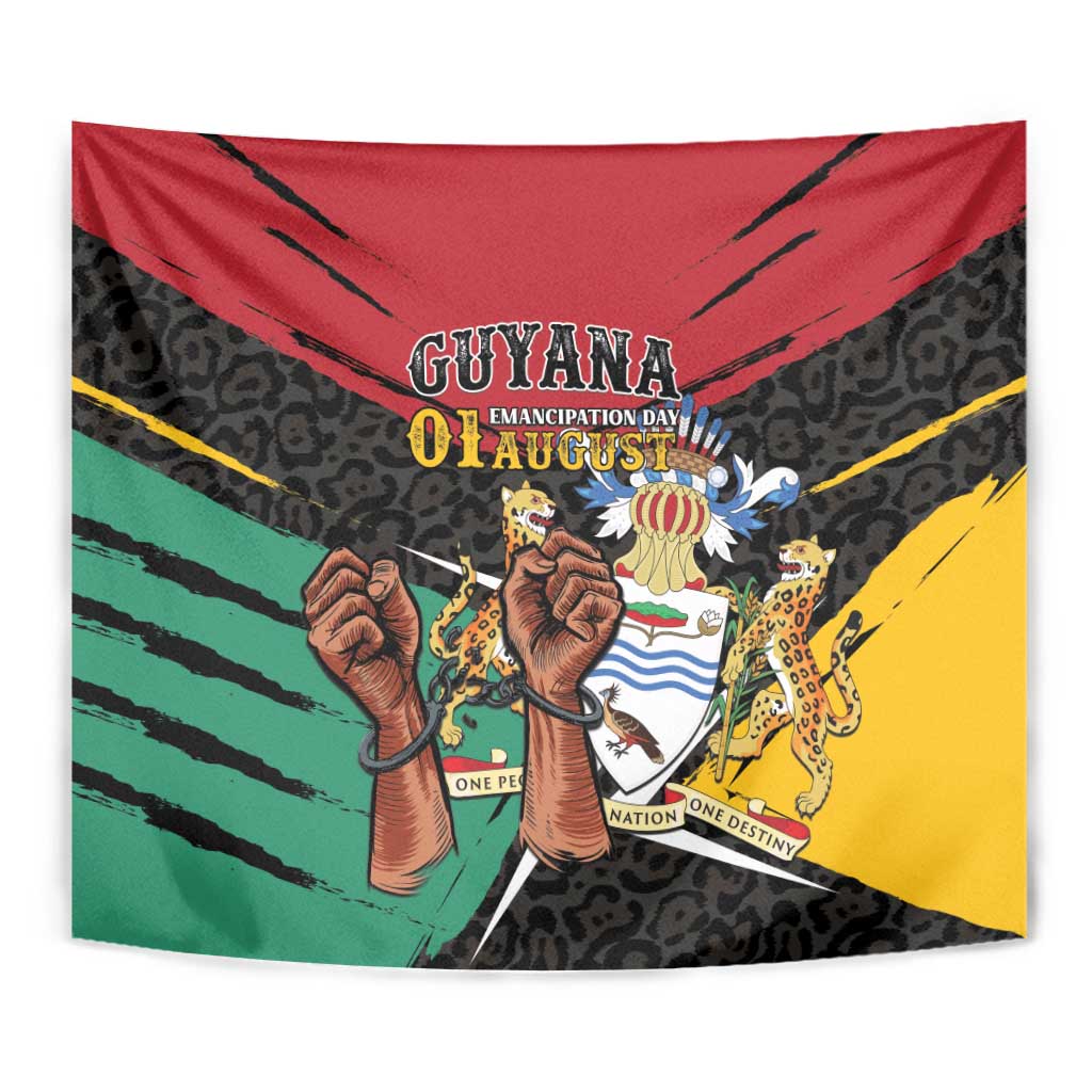 Guyana Emancipation Day Tapestry Jaguar Skin Pattern - Wonder Print Shop