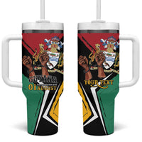 Personalized Guyana Emancipation Day Tumbler With Handle Jaguar Skin Pattern - Wonder Print Shop