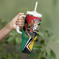 Personalized Guyana Emancipation Day Tumbler With Handle Jaguar Skin Pattern - Wonder Print Shop