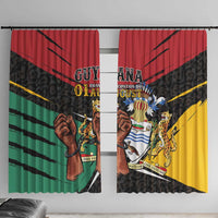 Guyana Emancipation Day Window Curtain Jaguar Skin Pattern - Wonder Print Shop
