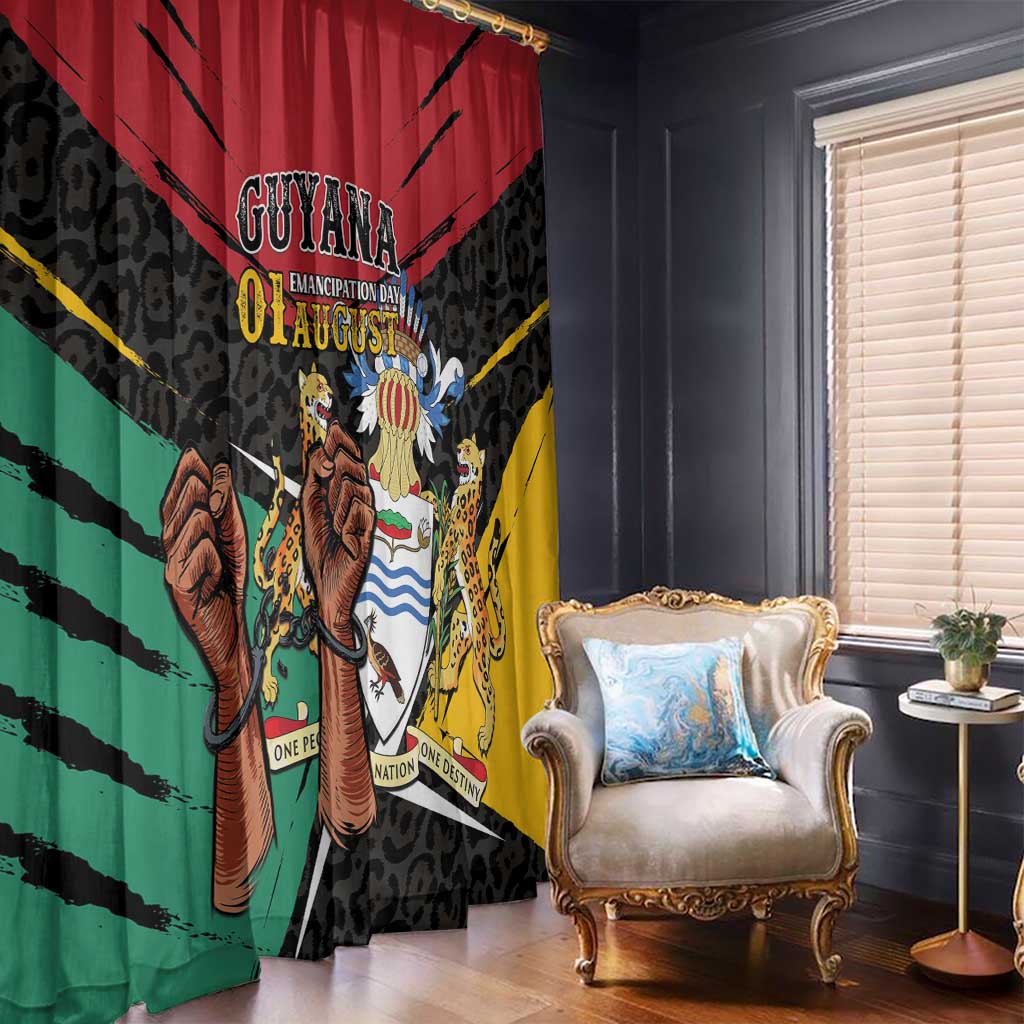 Guyana Emancipation Day Window Curtain Jaguar Skin Pattern - Wonder Print Shop