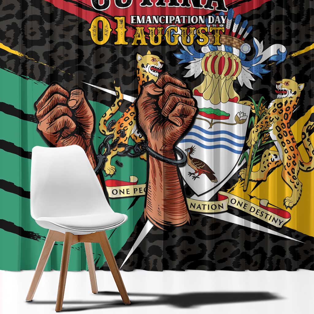 Guyana Emancipation Day Window Curtain Jaguar Skin Pattern - Wonder Print Shop