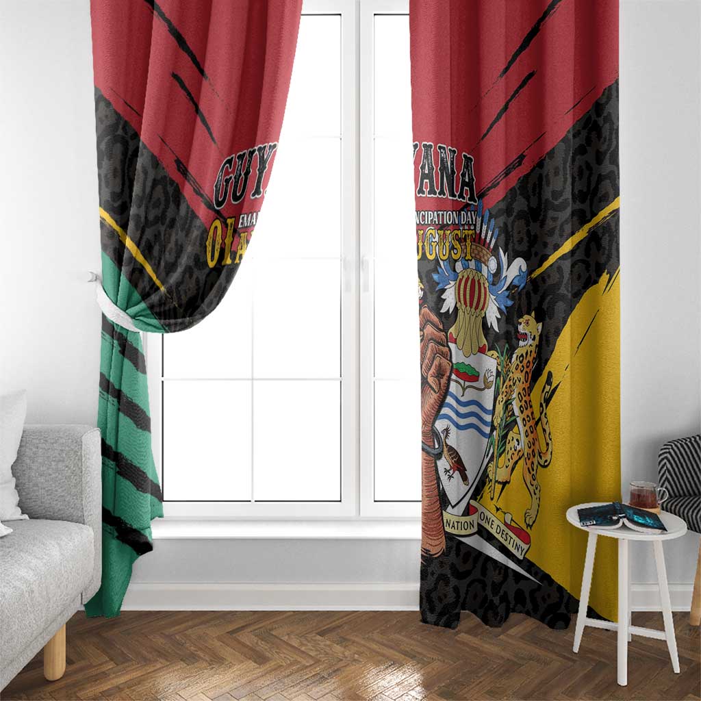 Guyana Emancipation Day Window Curtain Jaguar Skin Pattern - Wonder Print Shop