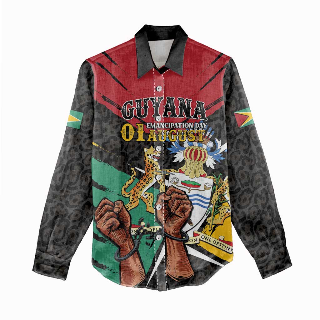 Personalized Guyana Emancipation Day Women Casual Shirt Jaguar Skin Pattern - Wonder Print Shop