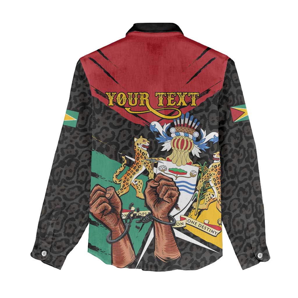 Personalized Guyana Emancipation Day Women Casual Shirt Jaguar Skin Pattern - Wonder Print Shop