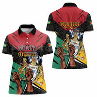 Personalized Guyana Emancipation Day Women Polo Shirt Jaguar Skin Pattern - Wonder Print Shop