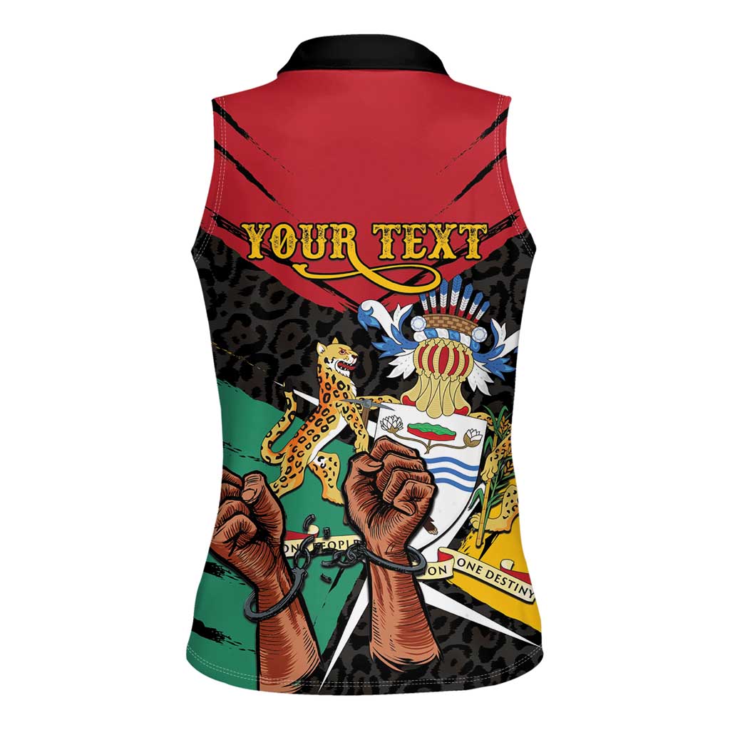 Personalized Guyana Emancipation Day Women Sleeveless Polo Shirt Jaguar Skin Pattern - Wonder Print Shop