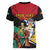 Personalized Guyana Emancipation Day Women V-Neck T-Shirt Jaguar Skin Pattern - Wonder Print Shop