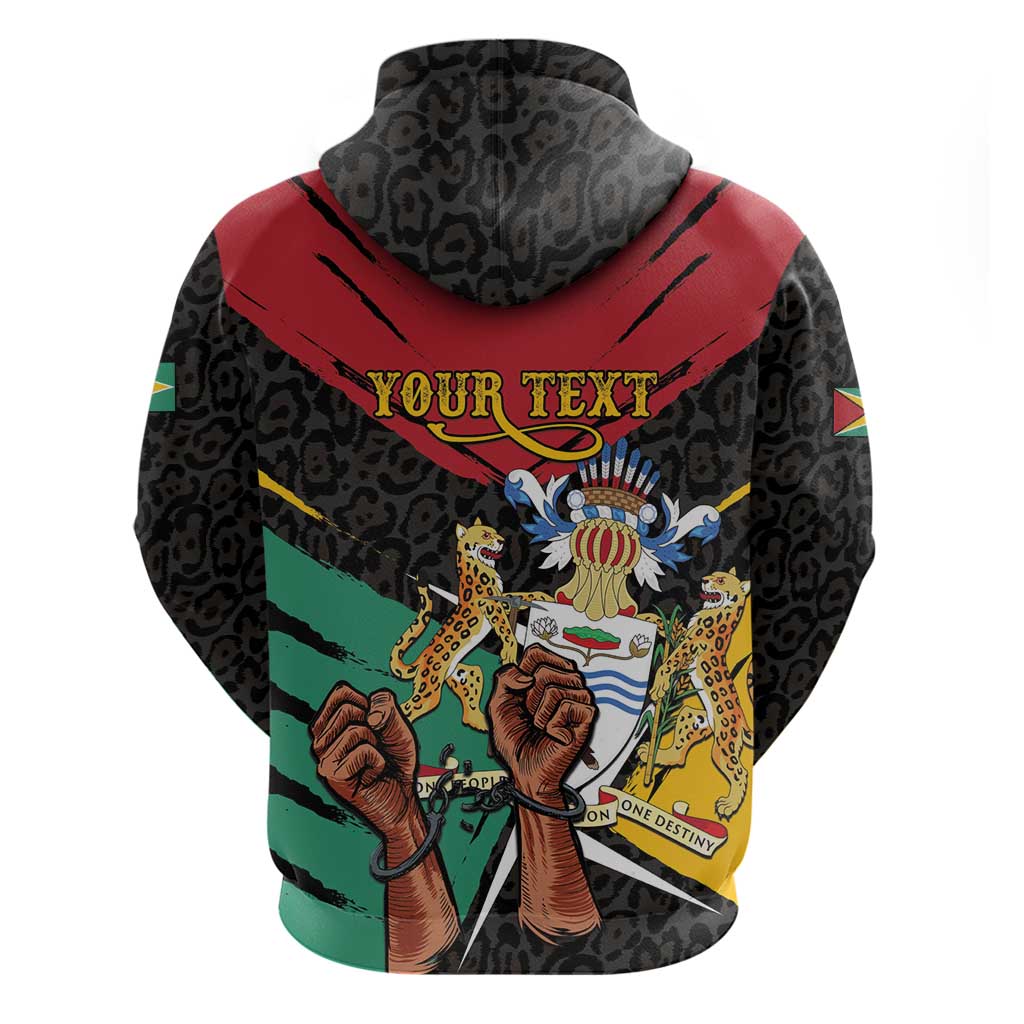 Personalized Guyana Emancipation Day Zip Hoodie Jaguar Skin Pattern - Wonder Print Shop