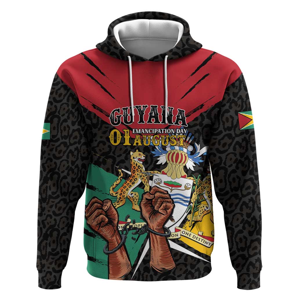Personalized Guyana Emancipation Day Zip Hoodie Jaguar Skin Pattern - Wonder Print Shop
