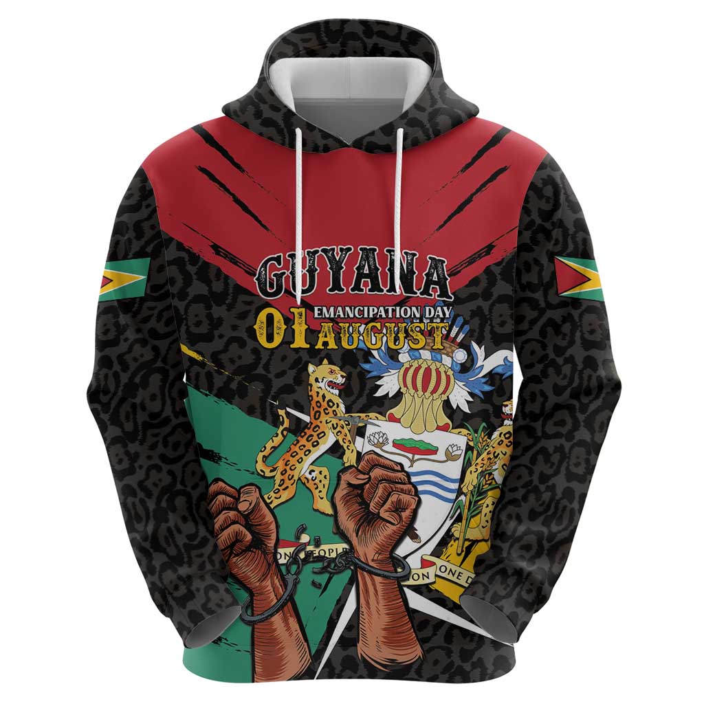 Personalized Guyana Emancipation Day Zip Hoodie Jaguar Skin Pattern - Wonder Print Shop