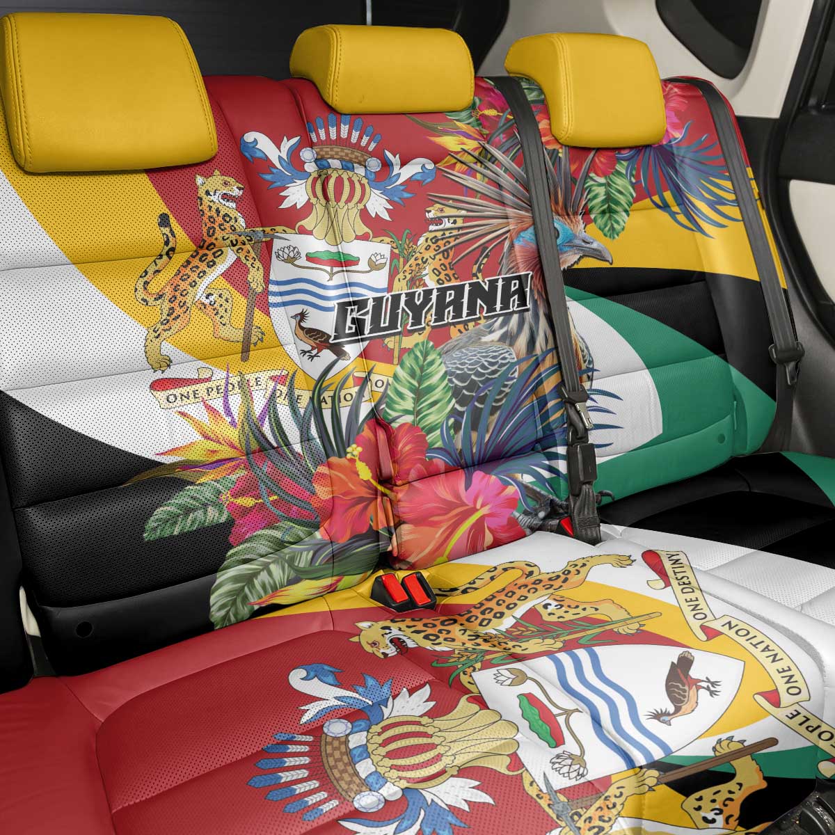 Guyana Canje Pheasant Back Car Seat Cover Tropical Flowers - Wonder Print Shop