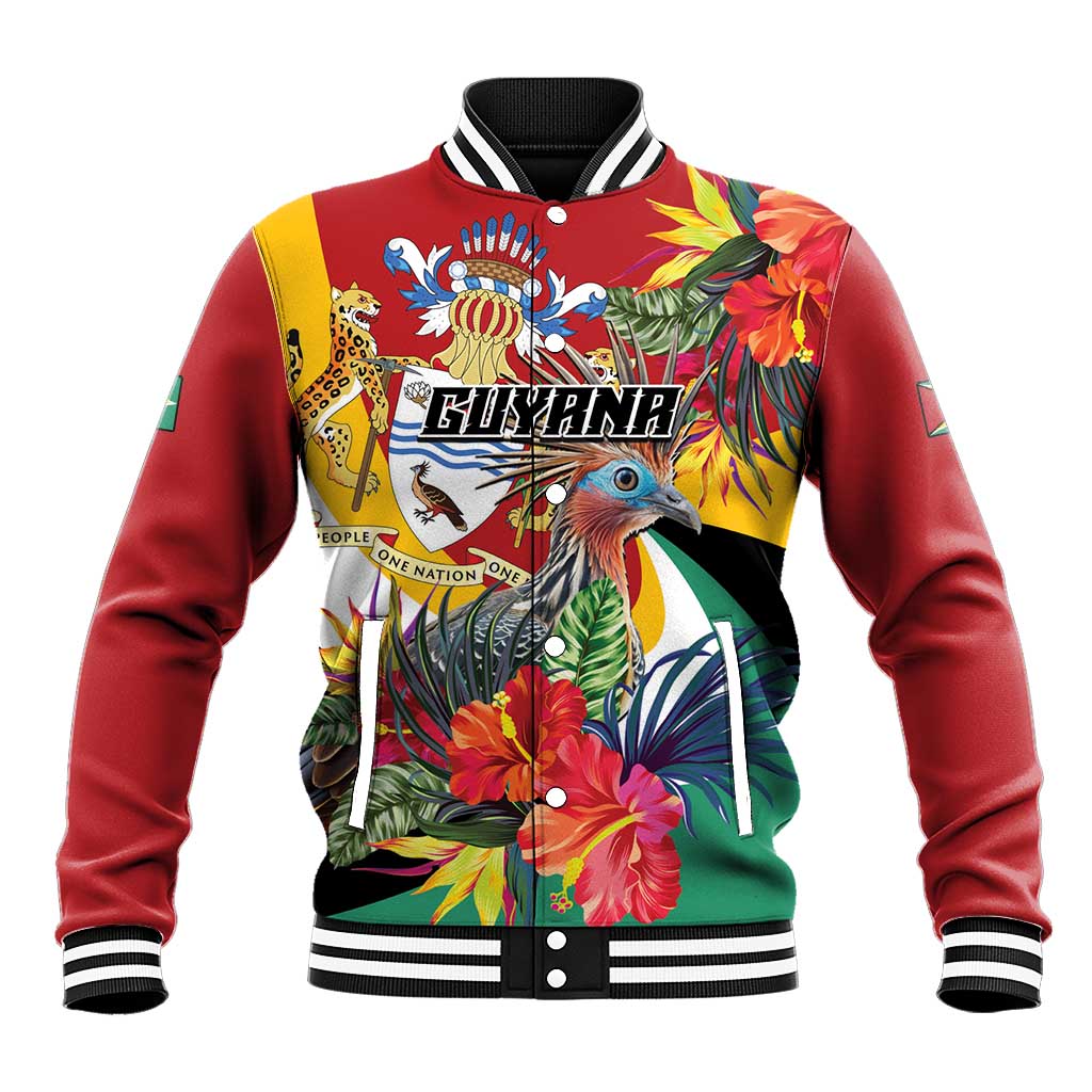 Personalized Guyana Canje Pheasant Baseball Jacket Tropical Flowers - Wonder Print Shop