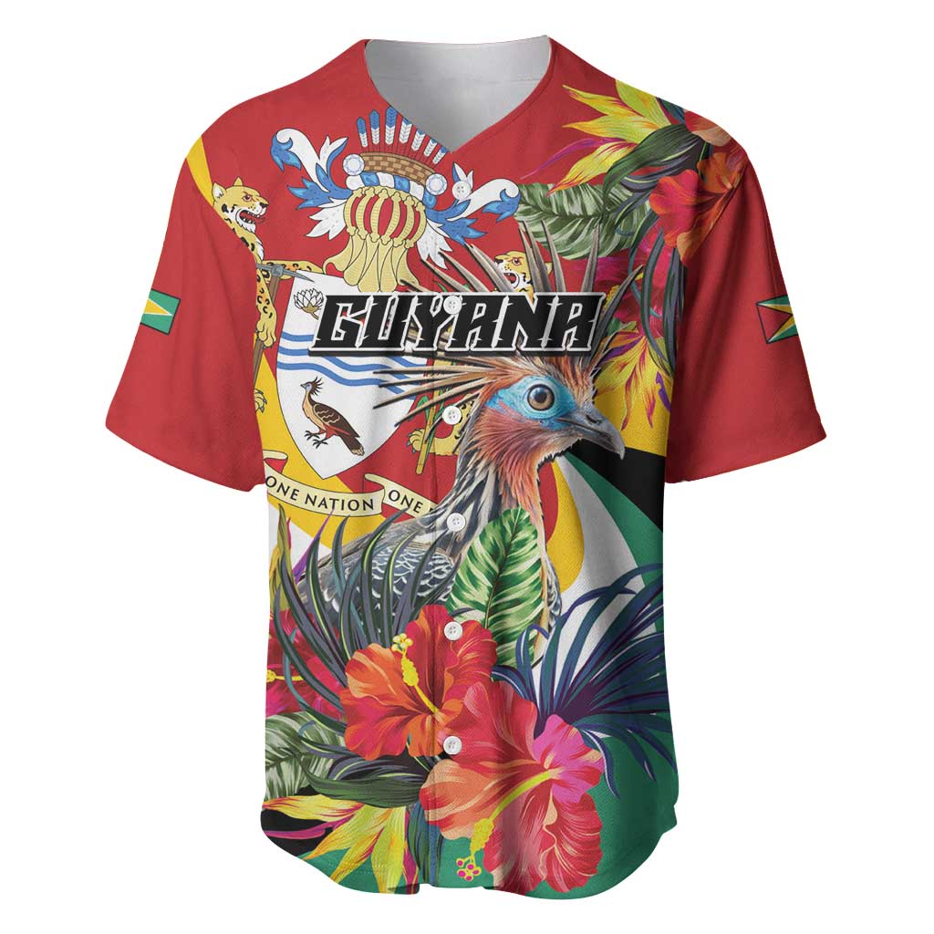 Personalized Guyana Canje Pheasant Baseball Jersey Tropical Flowers - Wonder Print Shop