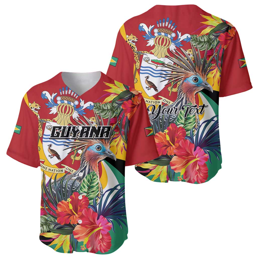 Personalized Guyana Canje Pheasant Baseball Jersey Tropical Flowers - Wonder Print Shop